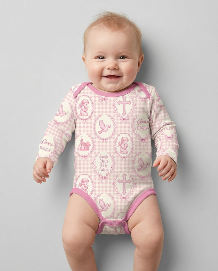Custom Name Baptism Straight Outta Holy Water Bamboo Bodysuit
