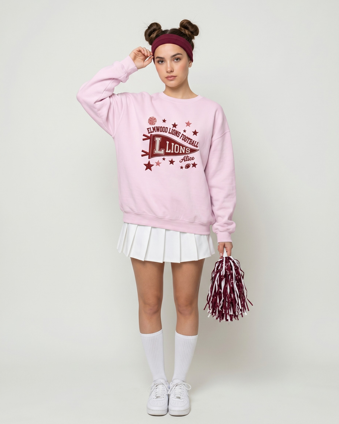 Custom College Football Team Mascots Pennant Embroidered Bamboo Adult Crewneck Sweatshirt