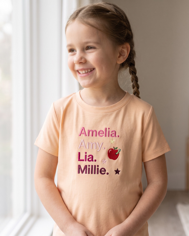 Nickname Name Stack Embroidered Bamboo Crewneck T-Shirt
