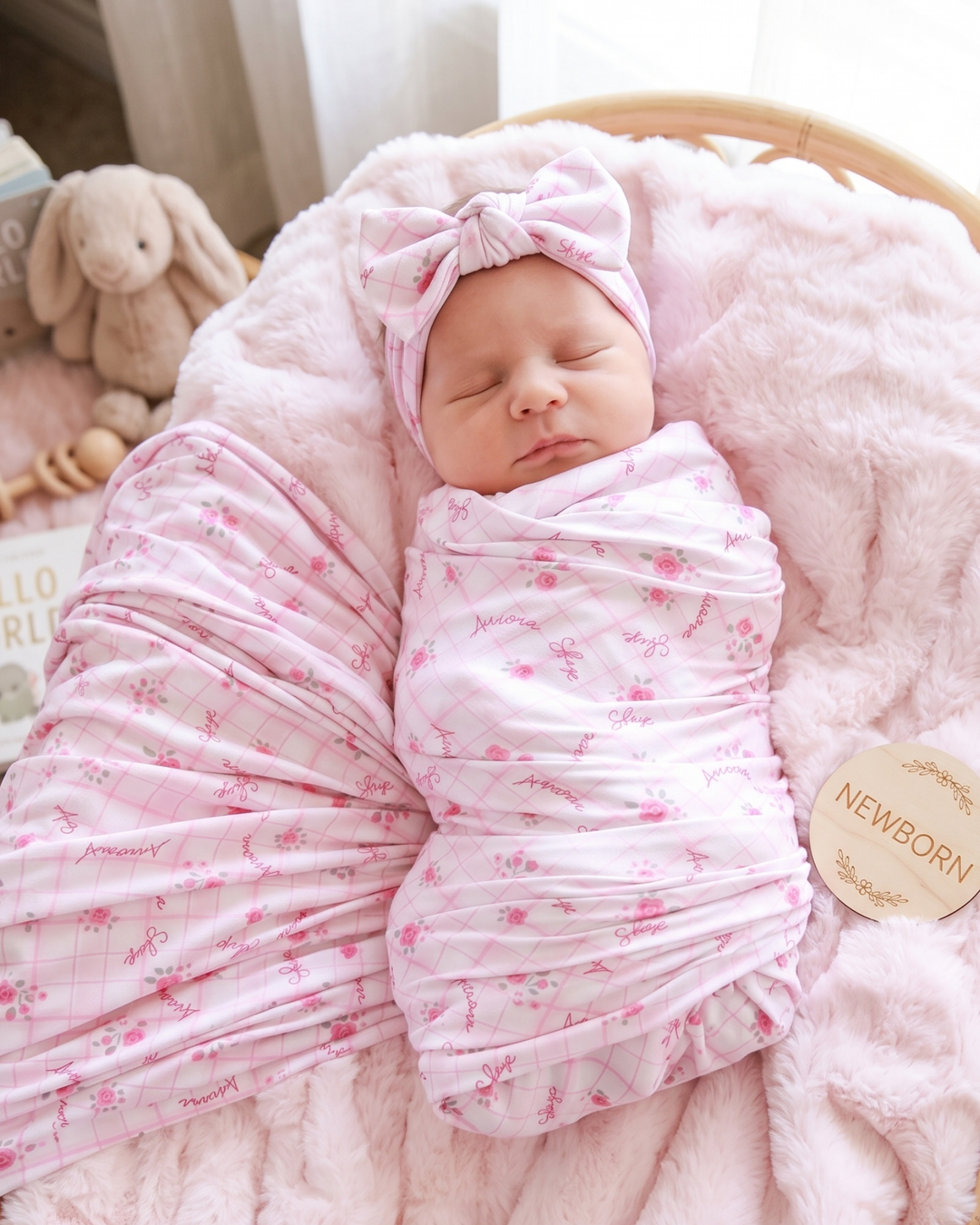 Blush Rose Lattice Bamboo Swaddle Blanket