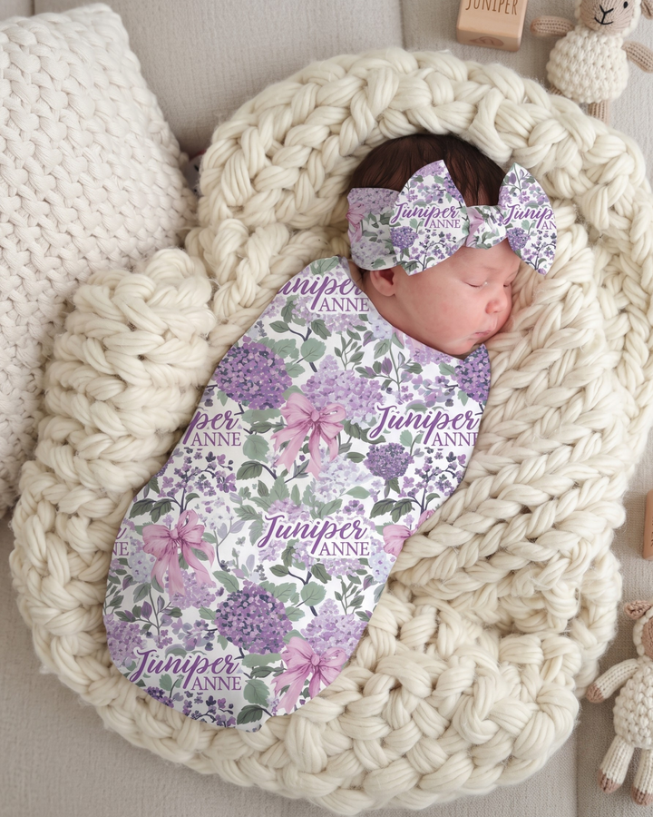Hydrangea Bloom Bamboo Swaddle Blanket