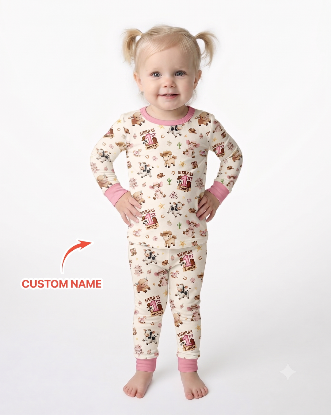 Custom Name First YeeHaw Birthday Bamboo Two Piece Long Sleeve Pajama Set