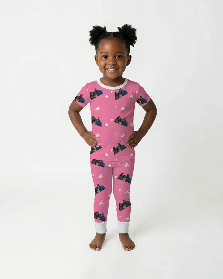 Custom Face All Over Bamboo Two Piece Short Sleeve Pajama Set
