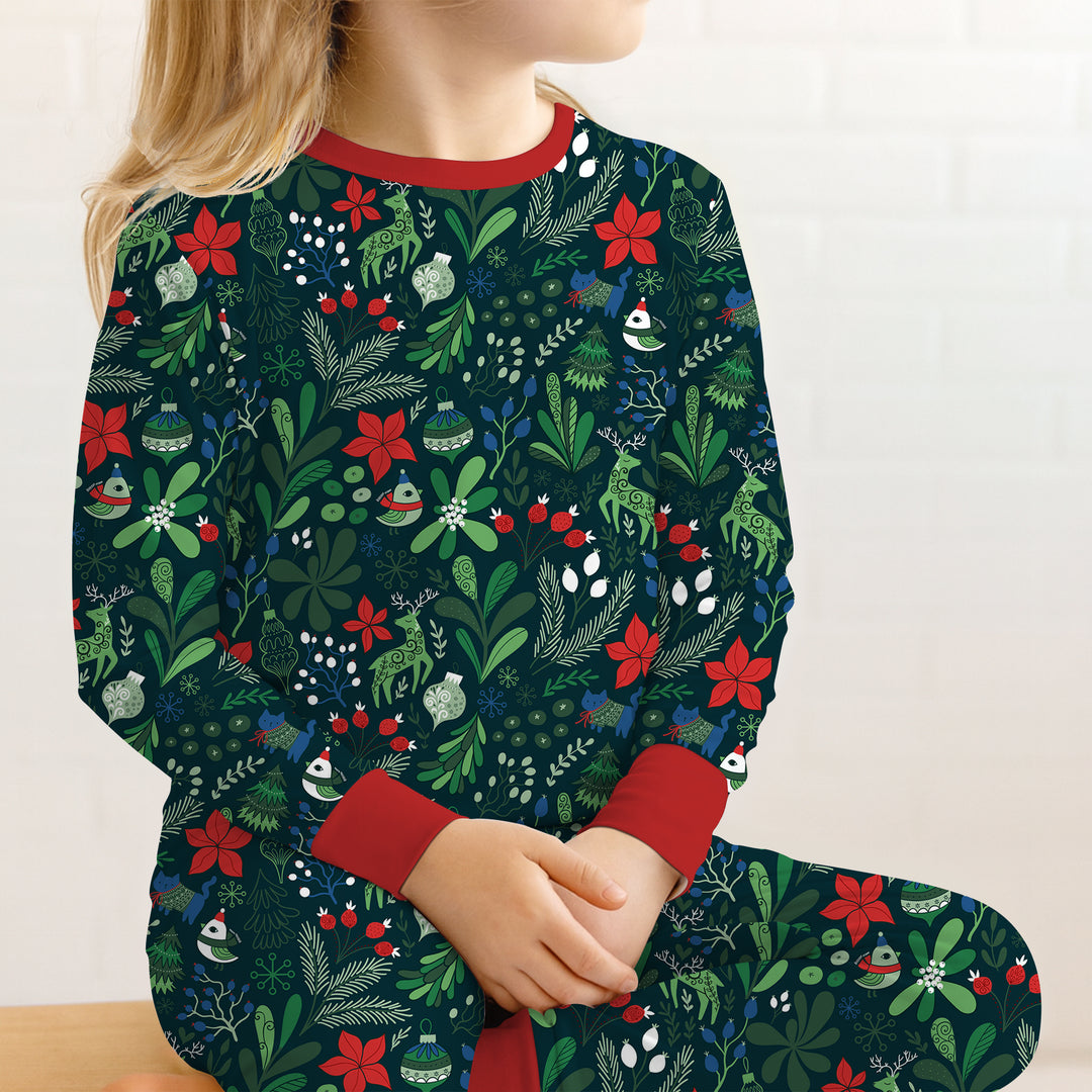 Zweiteiliges Langarm-Pyjama-Set mit Sommerfrüchten