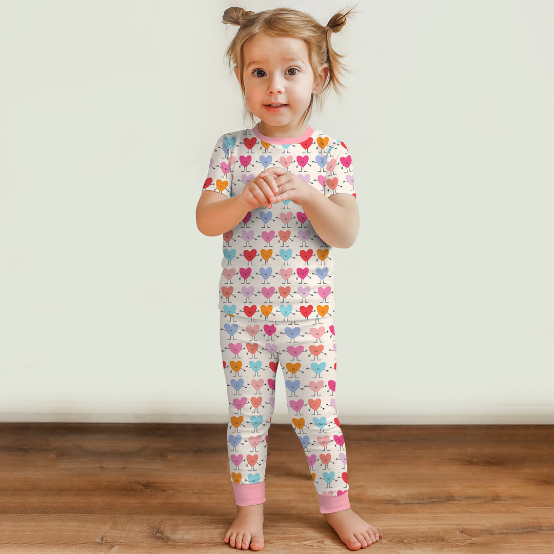 Sweet Hearts Two Piece Short Sleeve Pajama Set