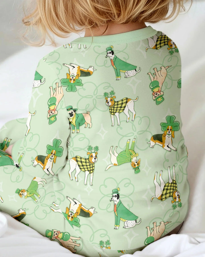 St. Patrick's Day Puppies Two Piece Long Sleeve Pajama Set