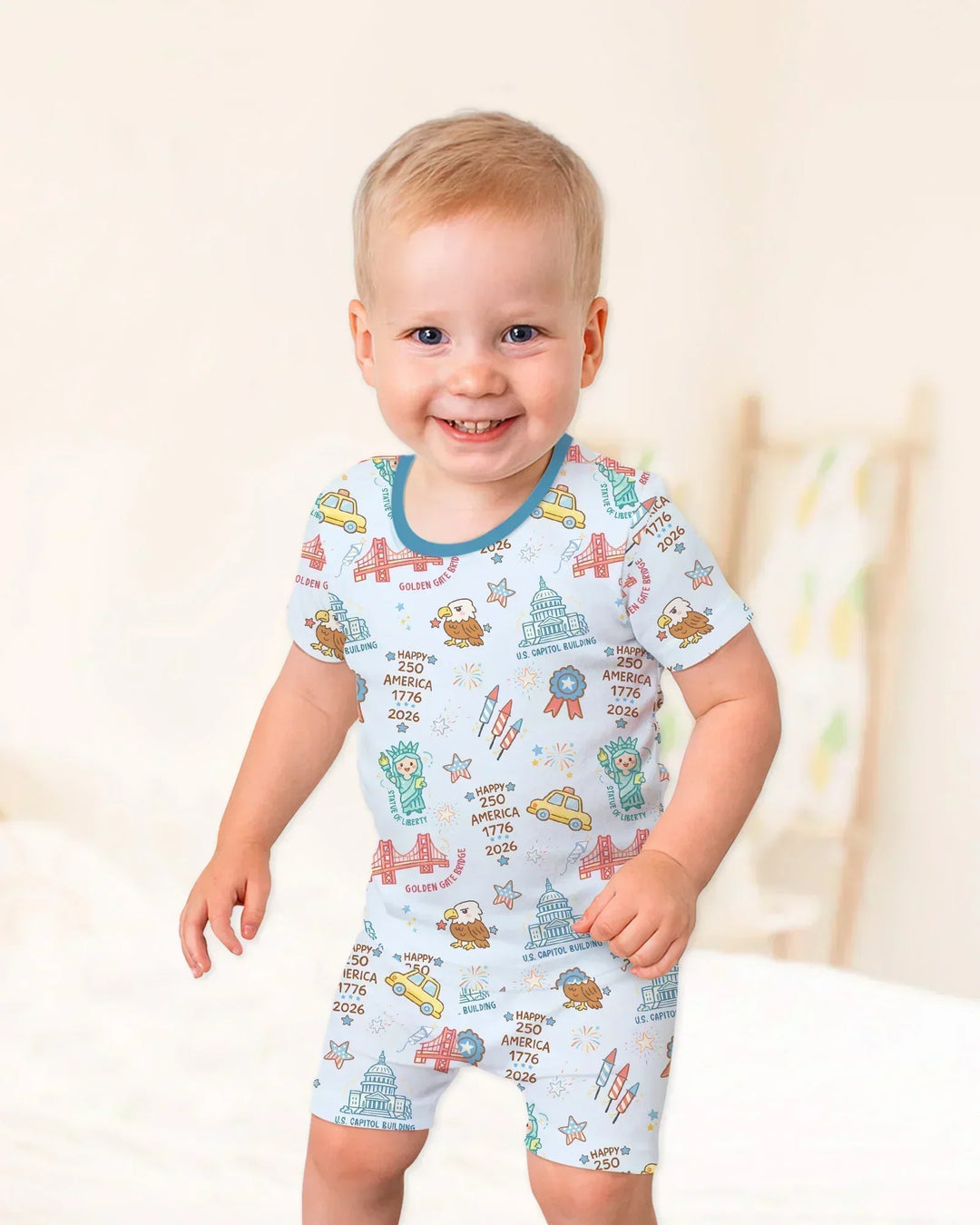 250 Years Of Freedom Two Piece Short Sleeve Shorts Pajama Set