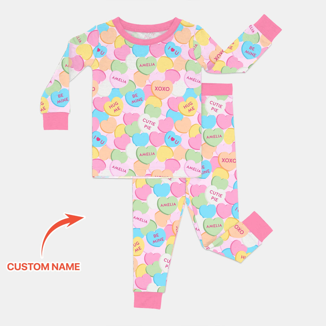 Valentine Candy Crush Family Matching Two Piece Long Sleeve Pajama Set