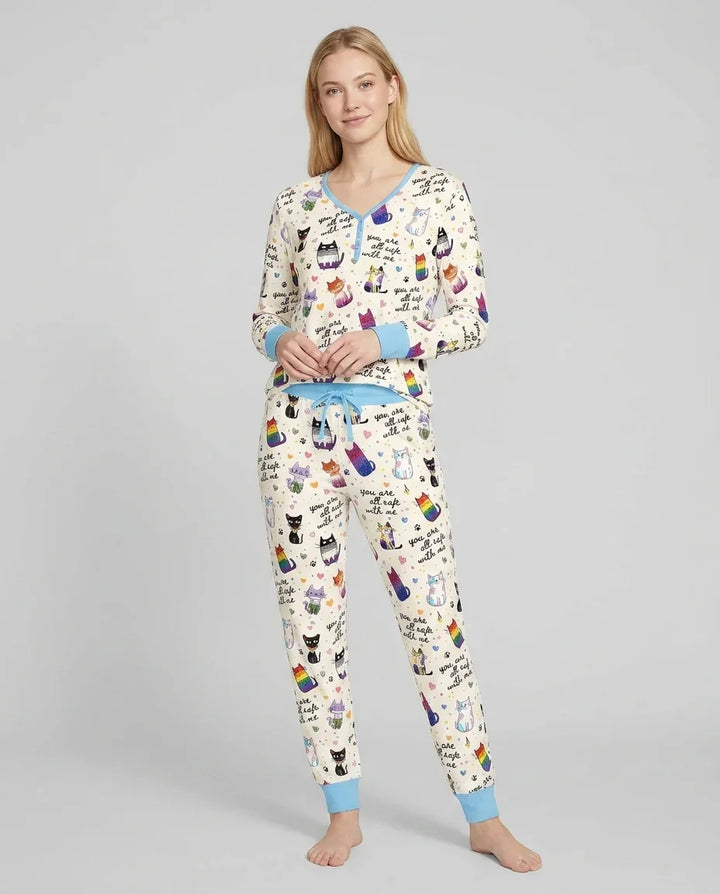 Loved & Safe Kitties Family Matching Bamboo Women Pajama Set