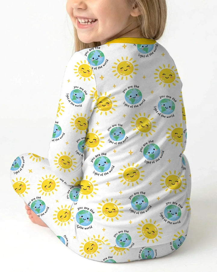 Matthew 5:14 Light of the World Bamboo Two Piece Long Sleeve Pajama Set