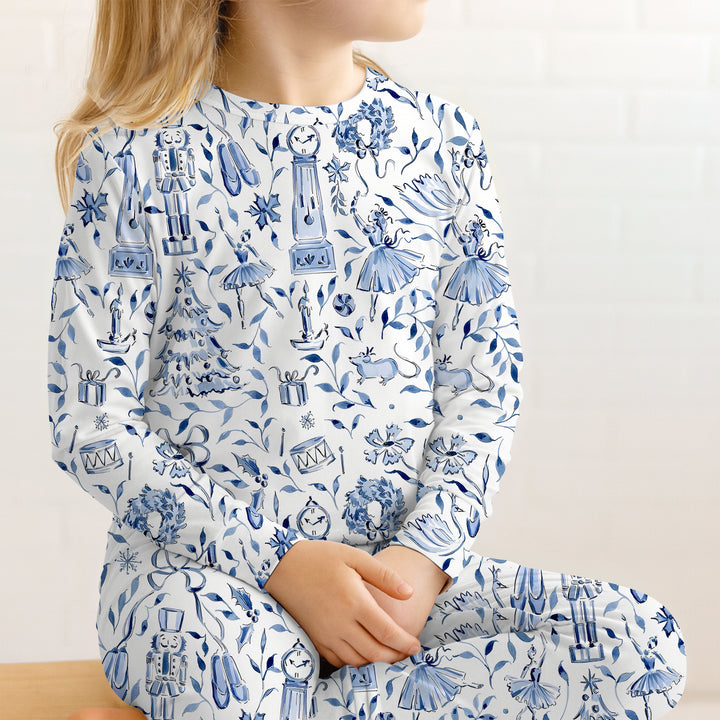 Christmas Nutcracker Toile Two Piece Long Sleeve Pajama Set