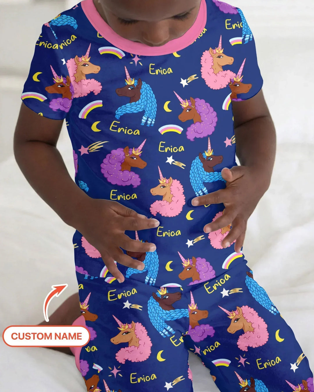African Astro Unicorn Two Piece Short Sleeve Pajama Set