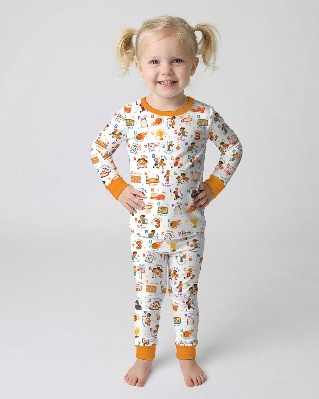Basketball Alphabet Bamboo Two Piece Long Sleeve Pajama Set