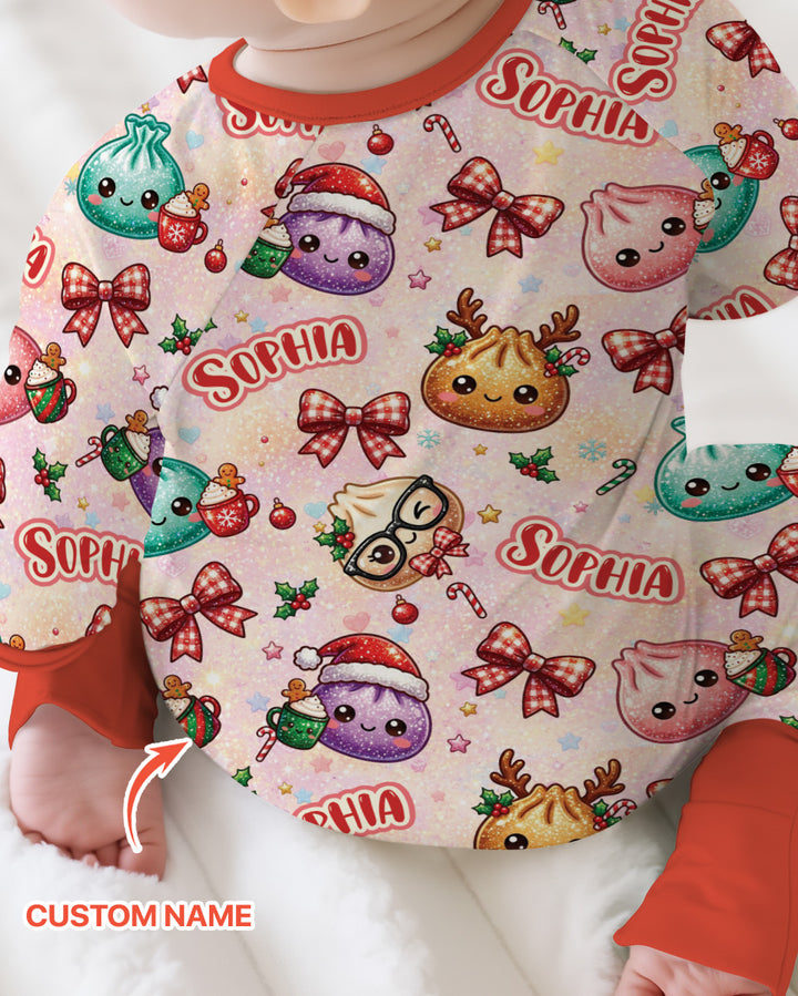 Custom Name Merry Christmas Dumpling Bamboo Convertible Zippy