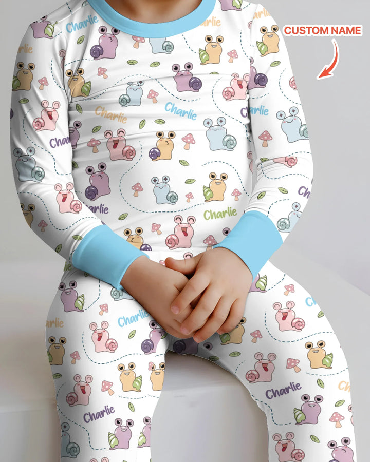 Conjunto de pijama de bambú de dos piezas de manga larga "¡Lo conseguí!" con nombre personalizado