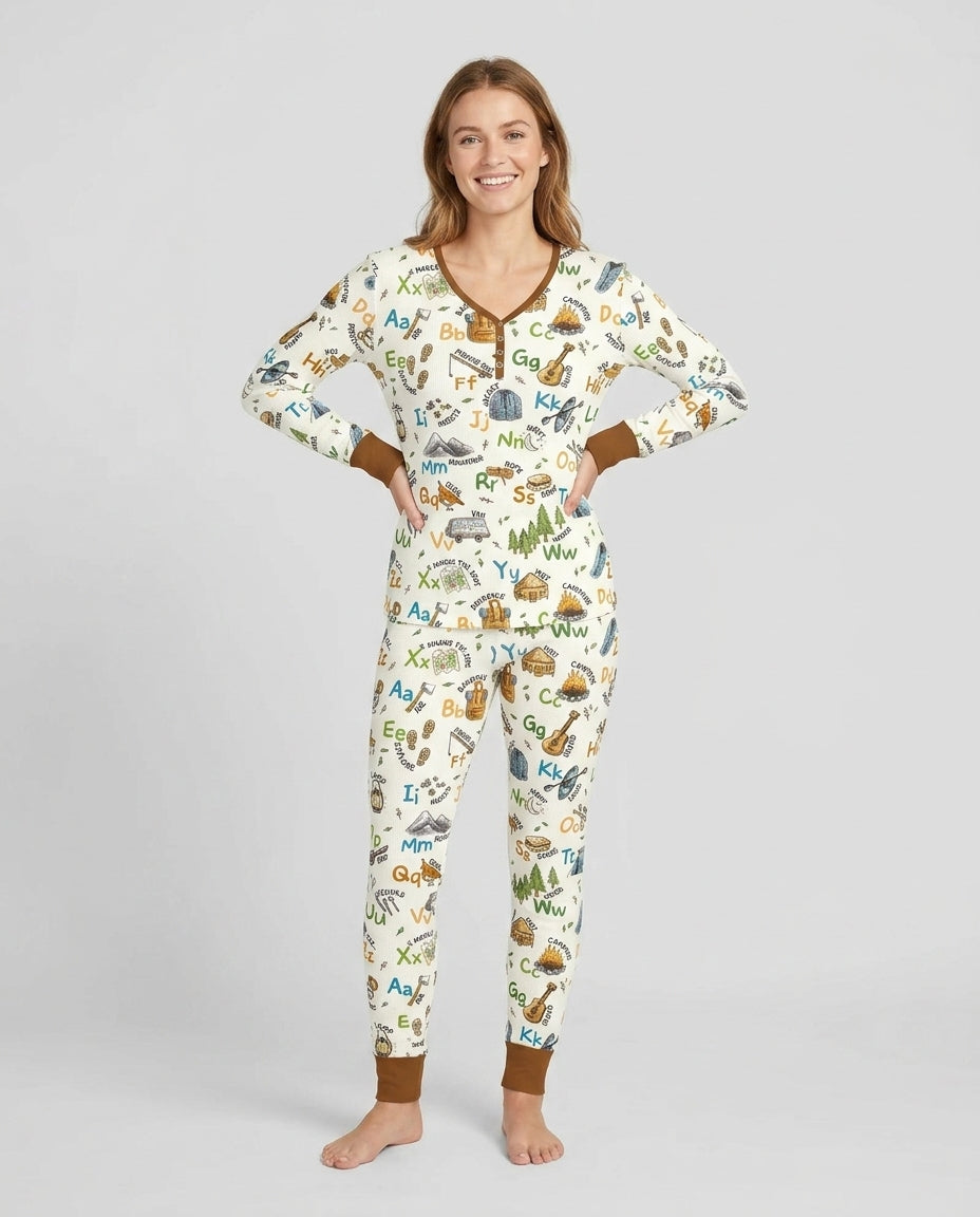 Plantilla de conjunto de pijama de mujer de bambú