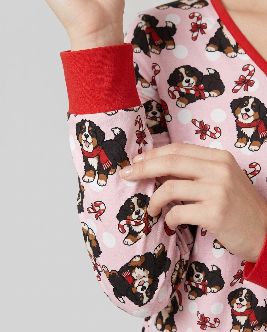 Holiday Bernese Mountain Christmas Dog Bamboo Women Pajama Set