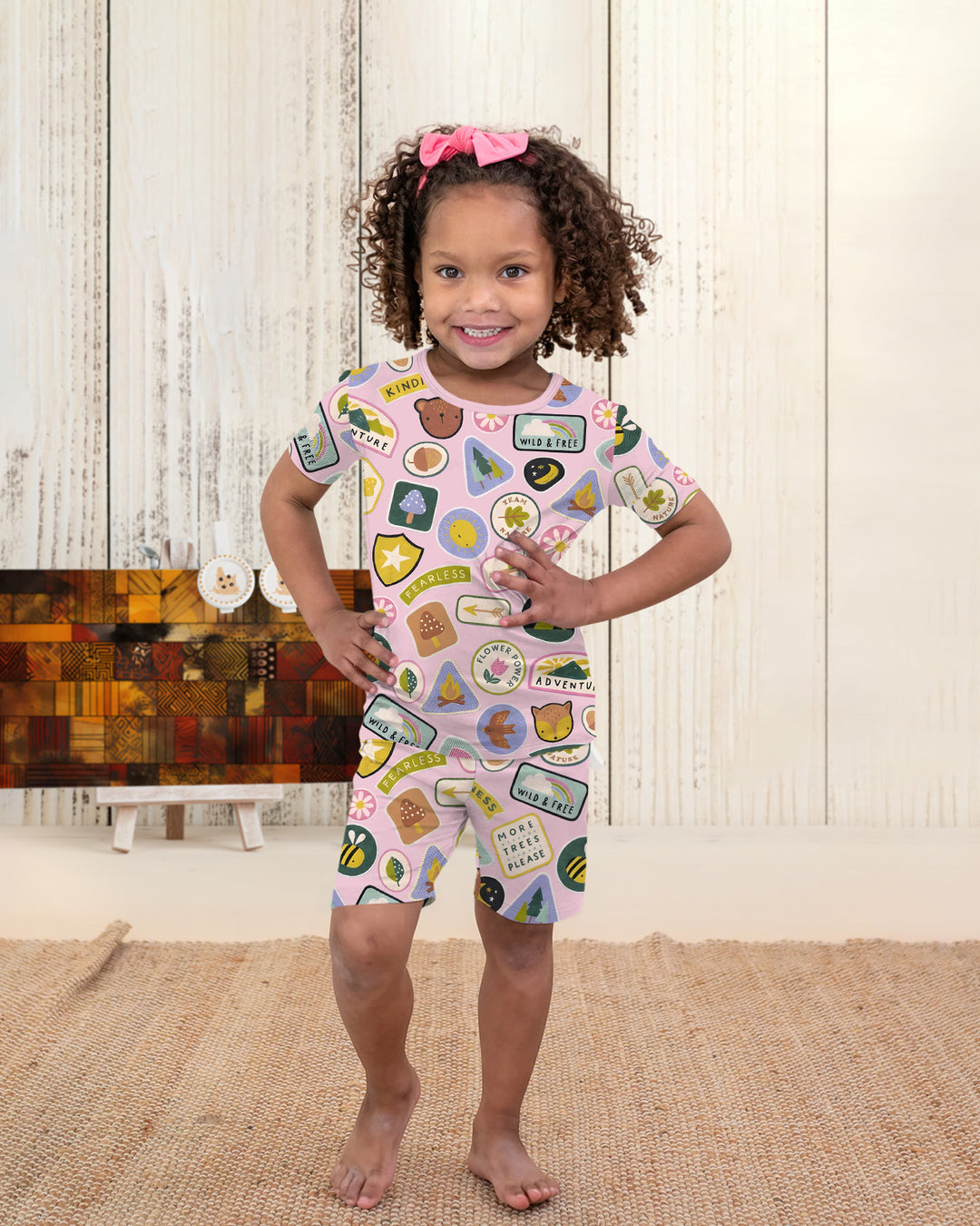 Little Explorer Bamboo Two Piece Short Sleeve Shorts Pajama Set