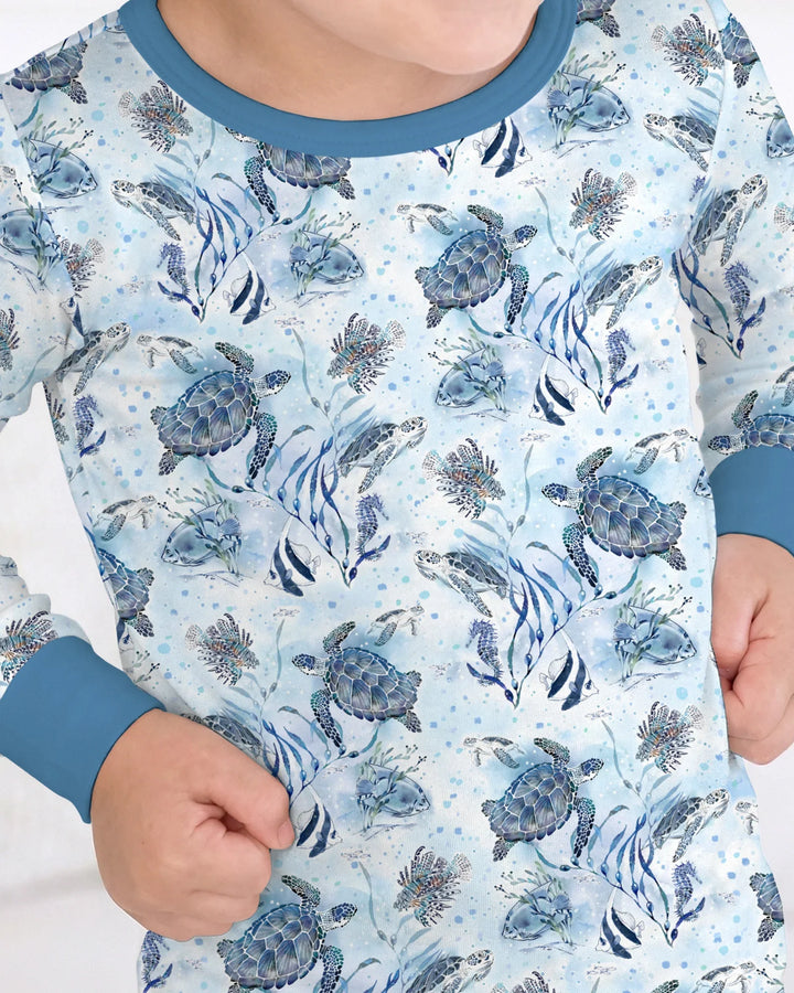 Little Turtles Family Matching Bamboo Two Piece Long Sleeve Pajama Set