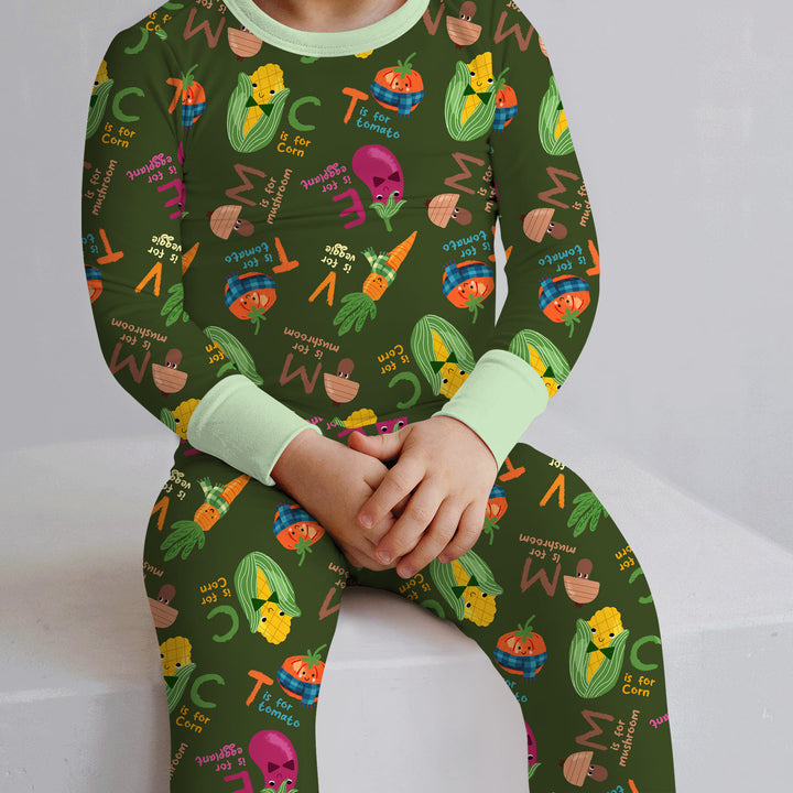 Veggie Letter Two Piece Long Sleeve Pajama Set