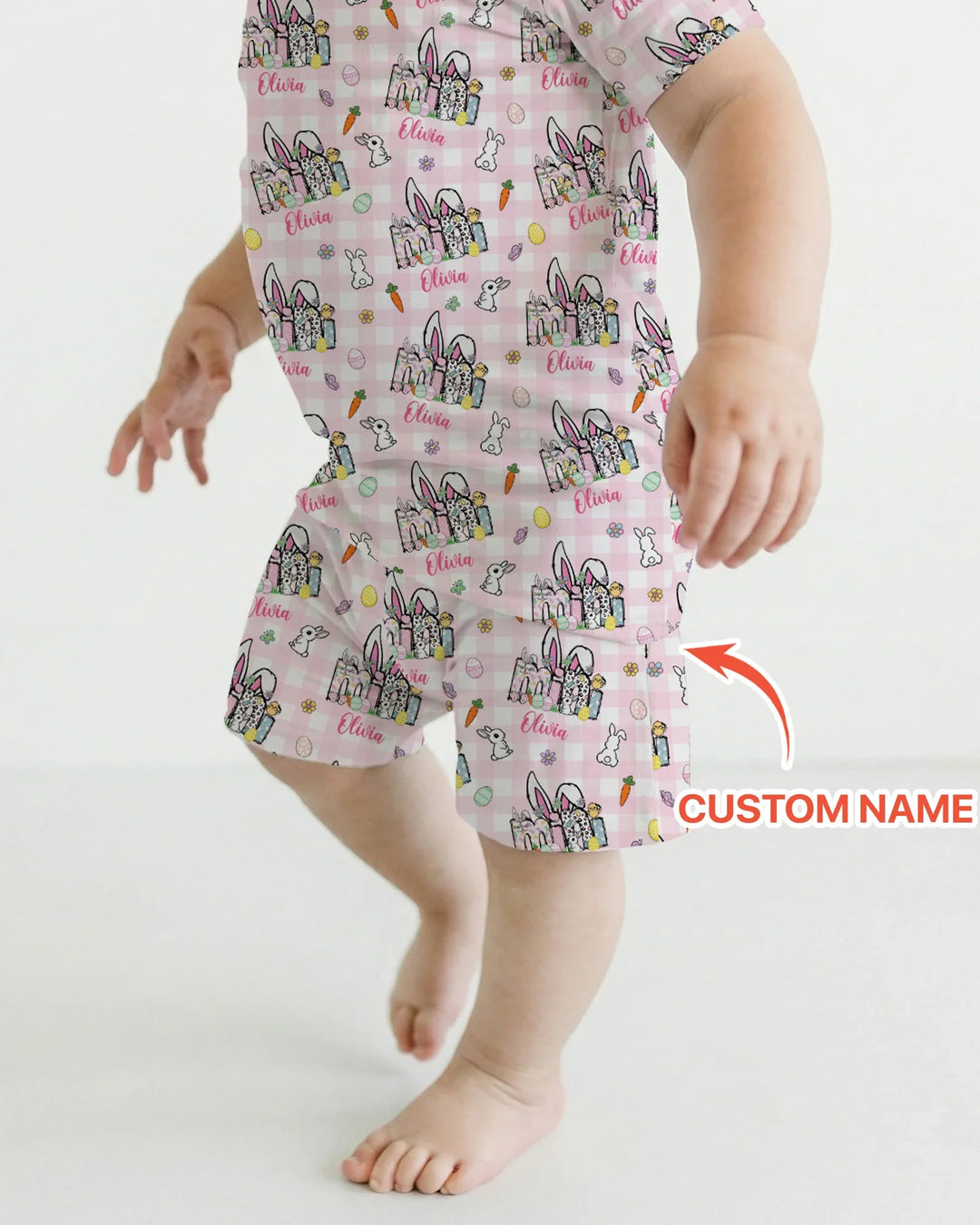 Custom Name Easter Family Matching Two Piece Short Sleeve Shorts Pajama Set