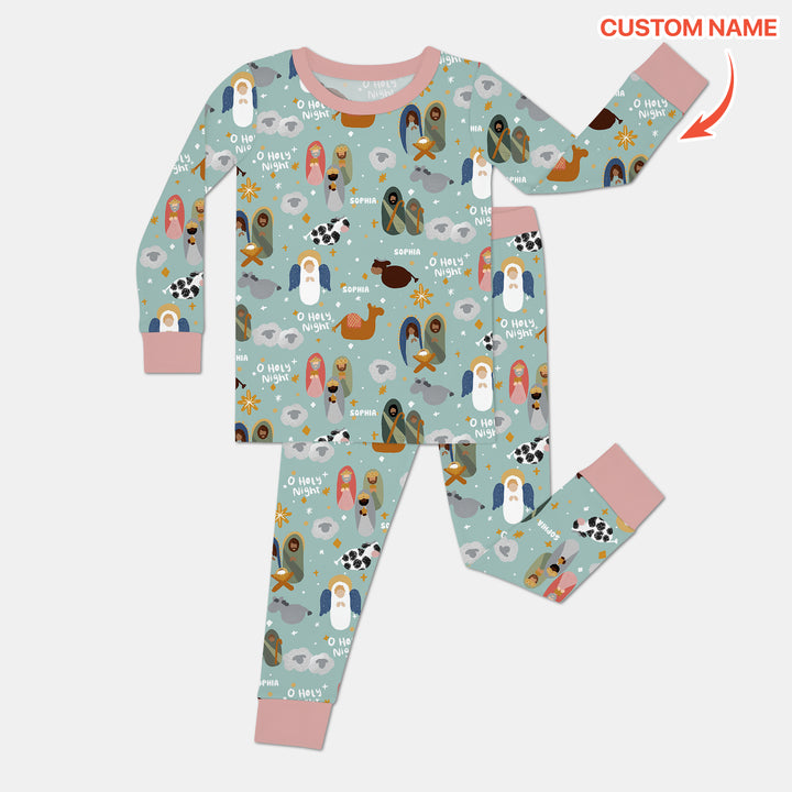 O Holy Night Custom Name Long Sleeve Pajama Set