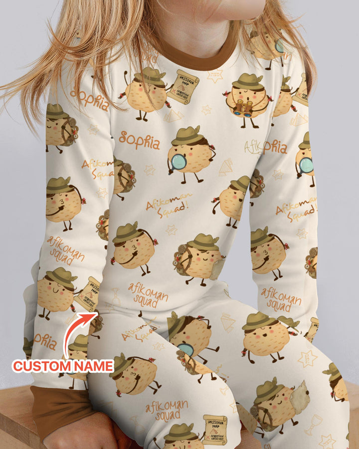 Custom Name Passover Afikoman Two Piece Long Sleeve Pajama Set