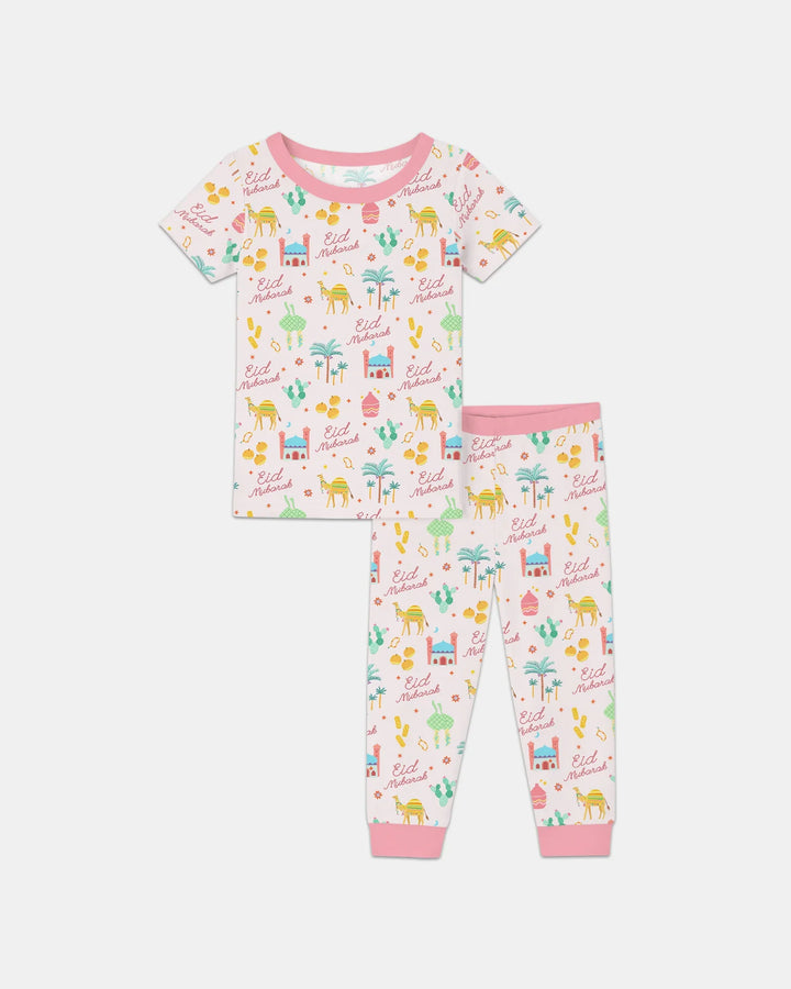 Eid Mubarak Matching Family Two Piece Short Sleeve Pajama Set