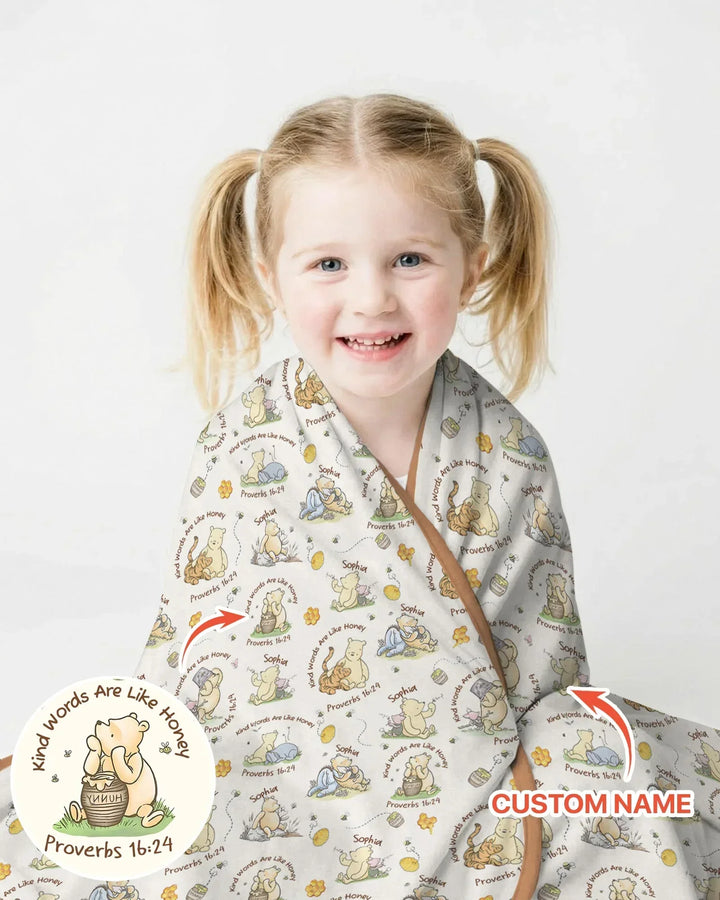 Kind Words Are Like Honey Custom Name Bamboo Blanket