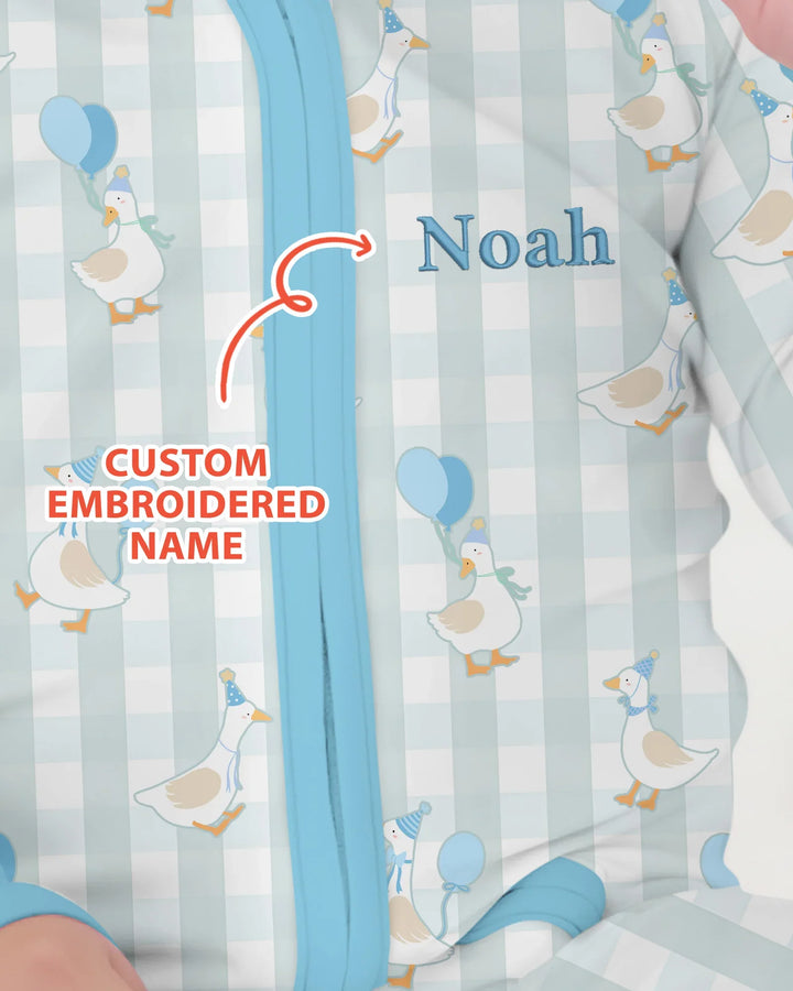 Custom Embroidered Birthday Boy/Girl Baby Bamboo Convertible Zippy
