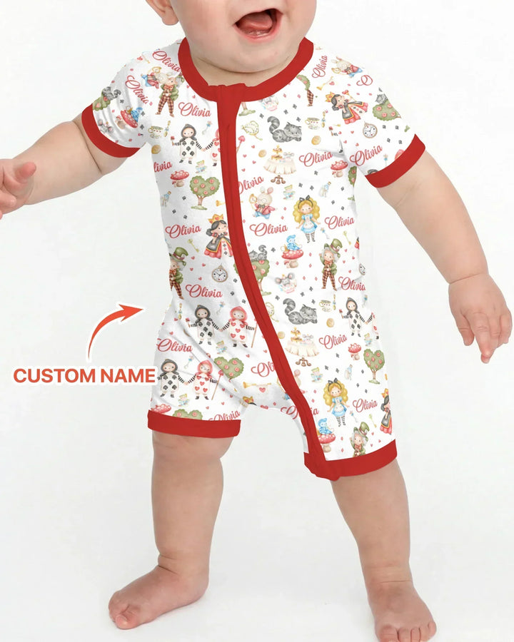 Whimsical Wonderland Tea Party Custom Name Shorty Zippy