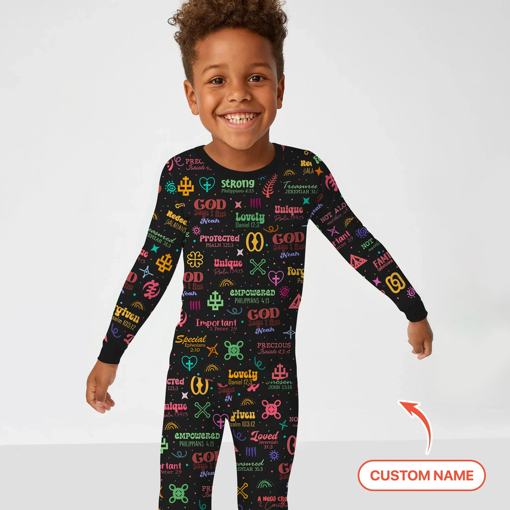 Personalized God Says I Am Custom Name Two Piece Long Sleeve Pajama Set , Personalized God Says I Am Custom Name Two Piece Long Sleeve Pajama Set - 12-18M