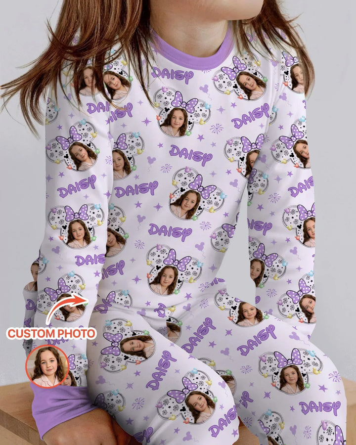 Custom Photo Little Princess Bamboo Two Piece Long Sleeve Pajama Set