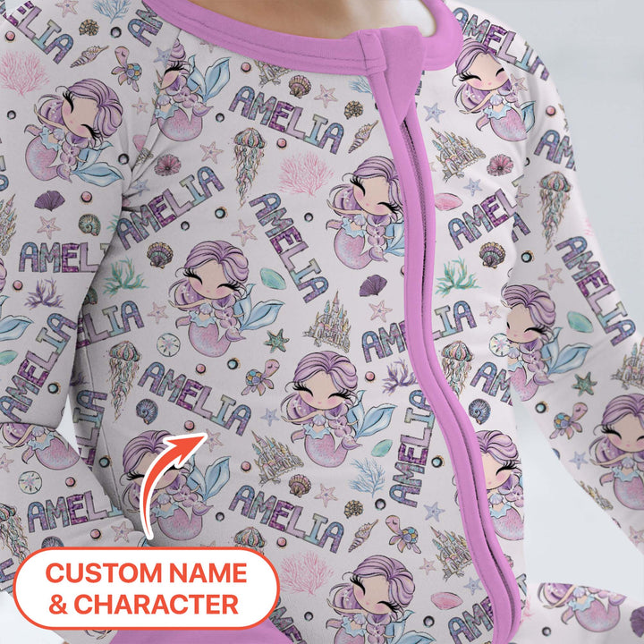 Custom Name Doodle Little Mermaid Convertible Zippy