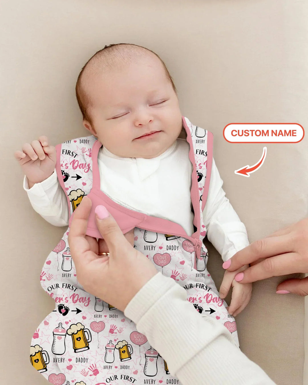 Custom Name First Father's Day Drink Bamboo Sleep Bag