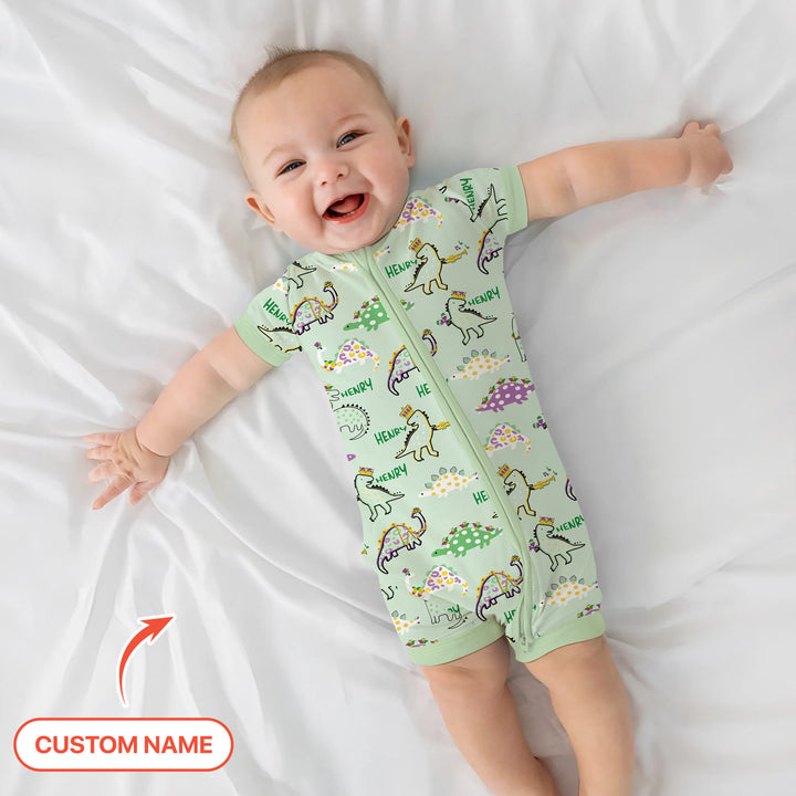 Custom Name Mardi Gras Saurus Shorty Zippy