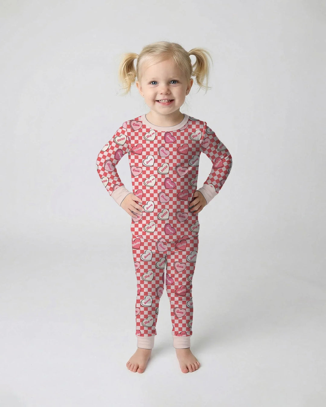 Valentine in Hearts Two Piece Long Sleeve Pajama Set