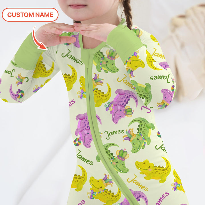 Custom Name Mardi Gras Alligator Convertible Zippy