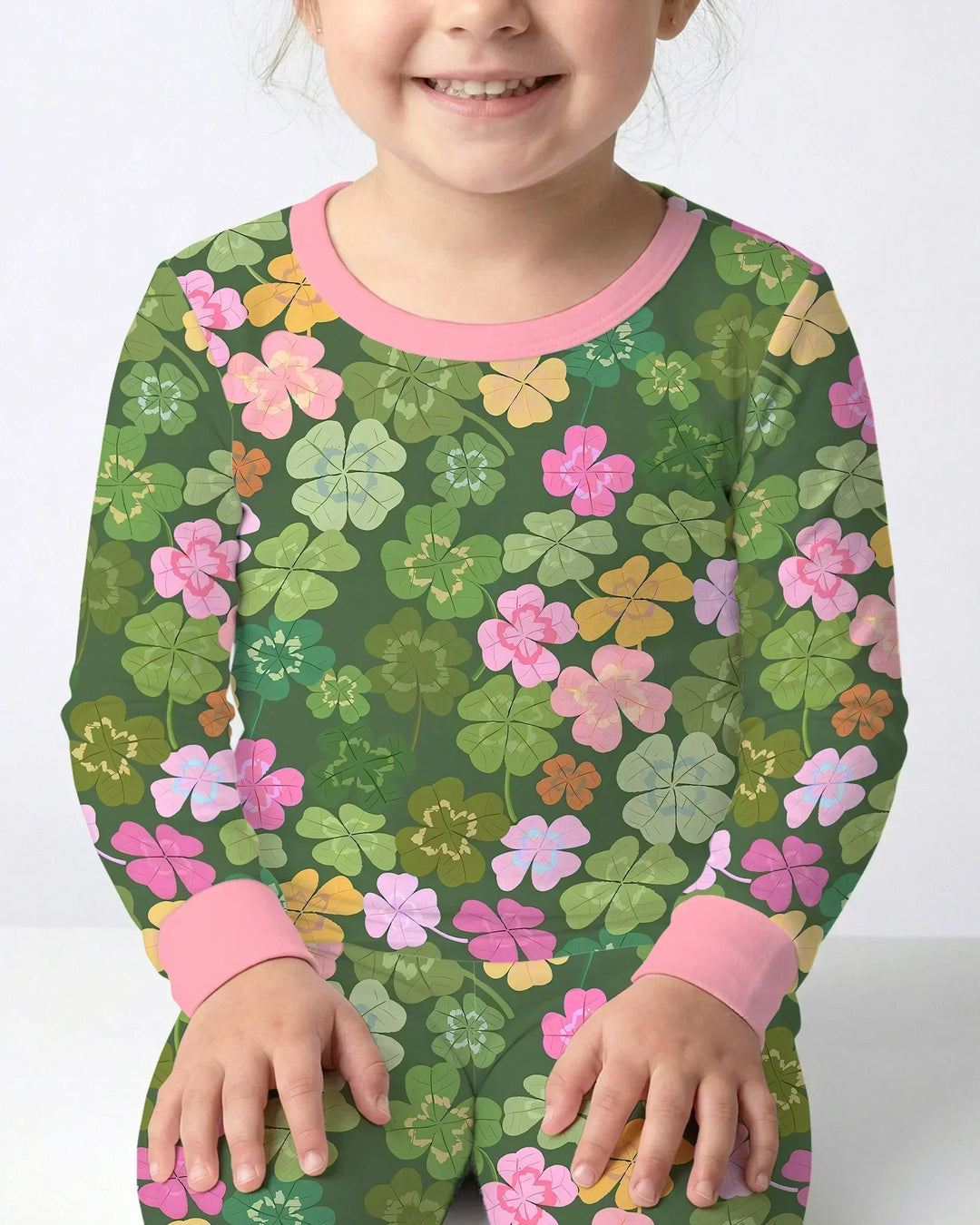 Lucky 4 Leaf Clover Two Piece Long Sleeve Pajama Set