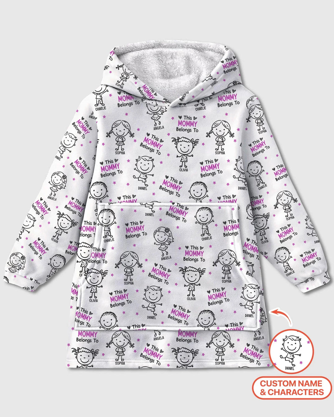 Custom Name "This Mommy Belongs To" Doodle Bamboo Blanket Hoodie