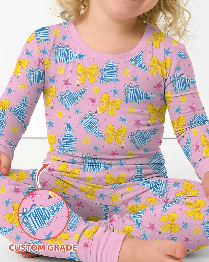 Conjunto de pijama de dos piezas de bambú con mangas largas, plantilla PERSONALIZADA
