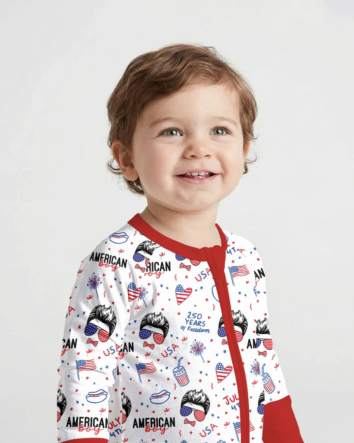 Doodle American Flag Glasses Family Matching Bamboo Convertible Zippy