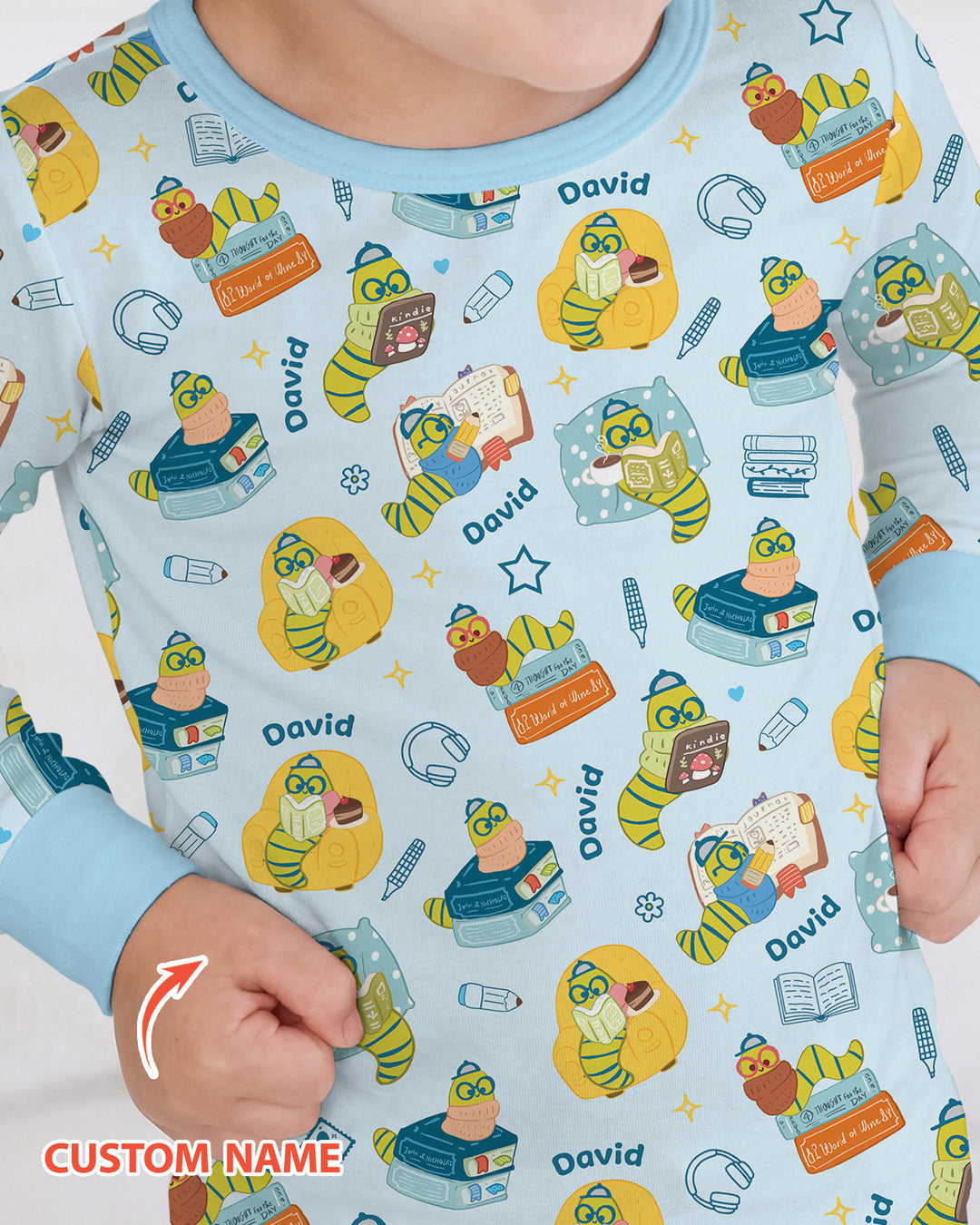 Little Book Worm Family Matching Bamboo Two Piece Long Sleeve Pajama Set