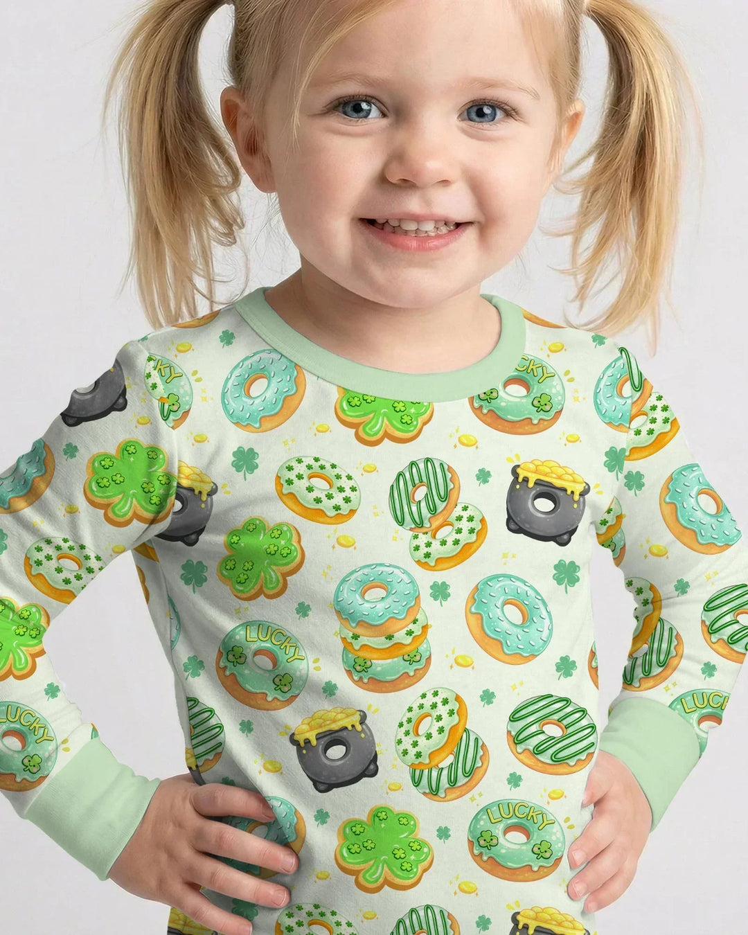 St. Patrick's Day Donut Two Piece Long Sleeve Pajama Set