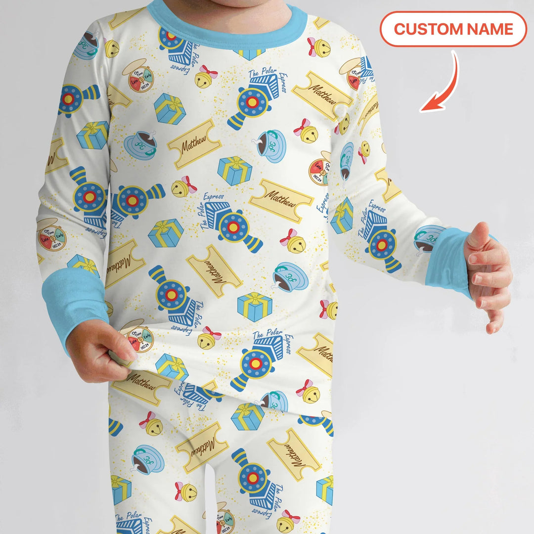 Express Train Christmas Two Piece Long Sleeve Pajama Set