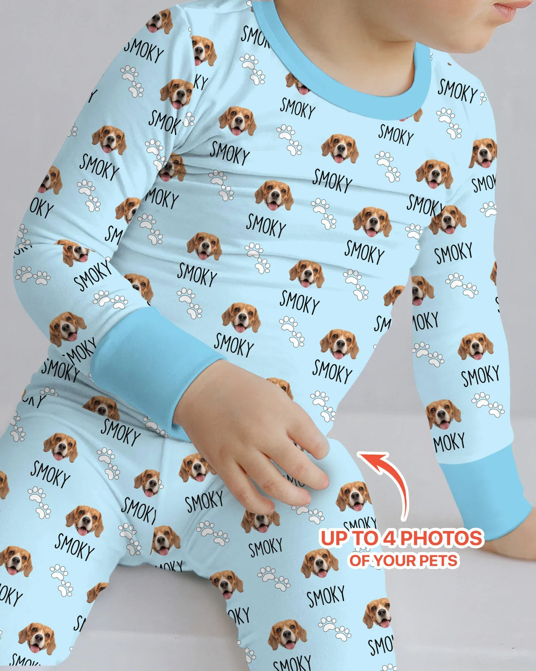 Custom Name and Pet Photos Two Piece Long Sleeve Pajama Set
