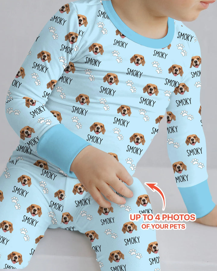 Custom Name and Pet Photos Two Piece Long Sleeve Pajama Set