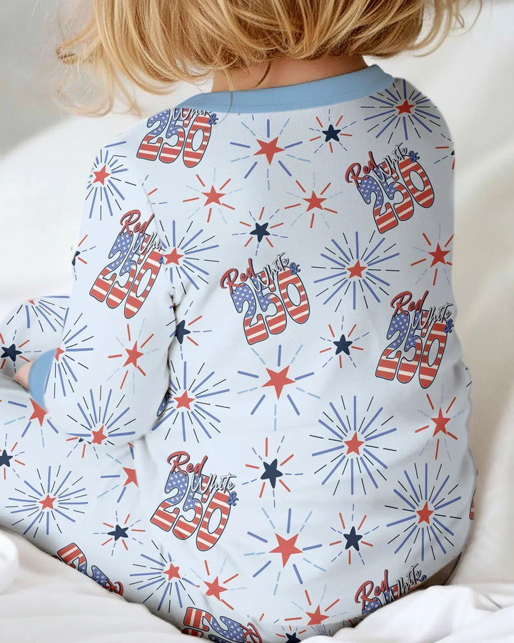 Red White and 250th Anniversary Bamboo Two Piece Long Sleeve Pajama Set