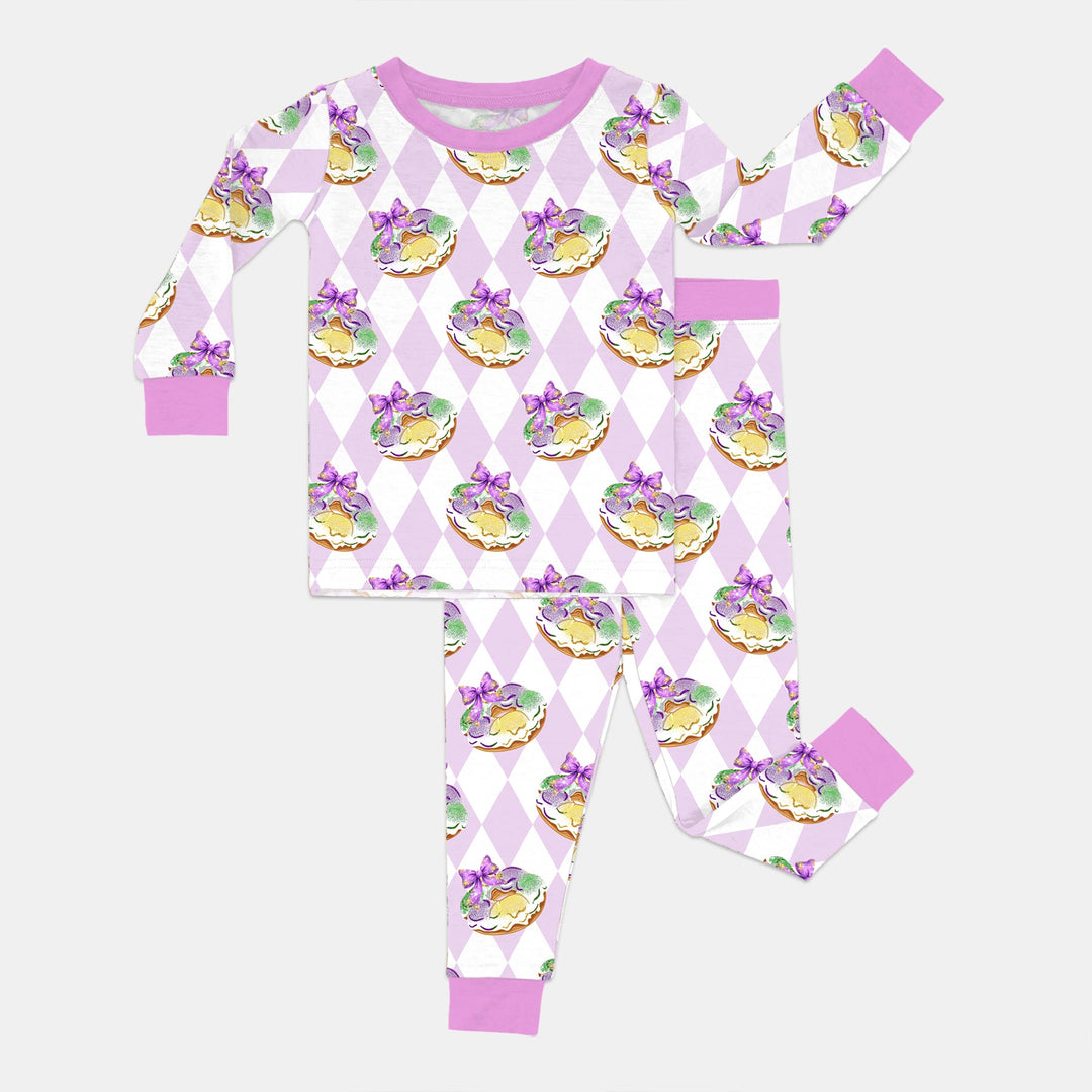 Mardi Gras Donut Two Piece Long Sleeve Pajama Set