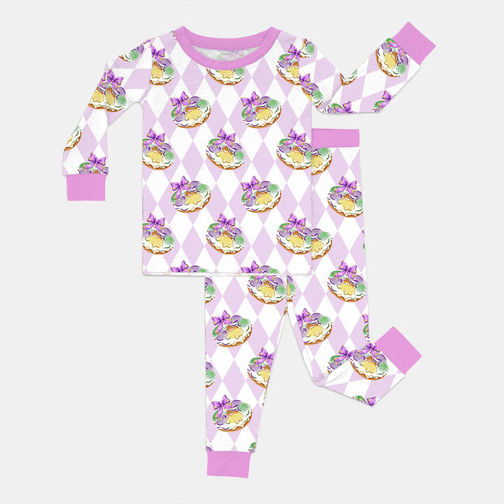 Mardi Gras Donut Two Piece Long Sleeve Pajama Set